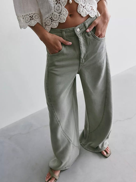 We The Free Haven Twisted Wide-Leg Jeans- Seagrass