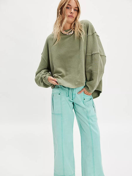 Free People Total Eclipse Tee - Oil Green
