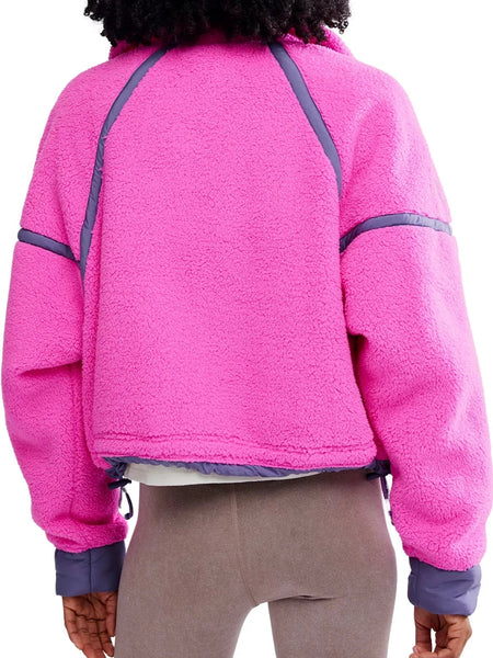 Free People Mountian High Half Zip - Fuschia Flirt Combo