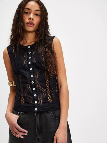 Free People Jae Knit Top - Black