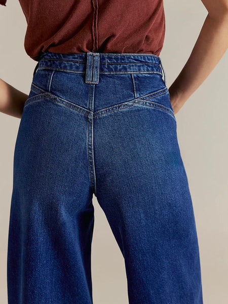 Free People Kellee High Rise Palazzo Jeans - Blue Night