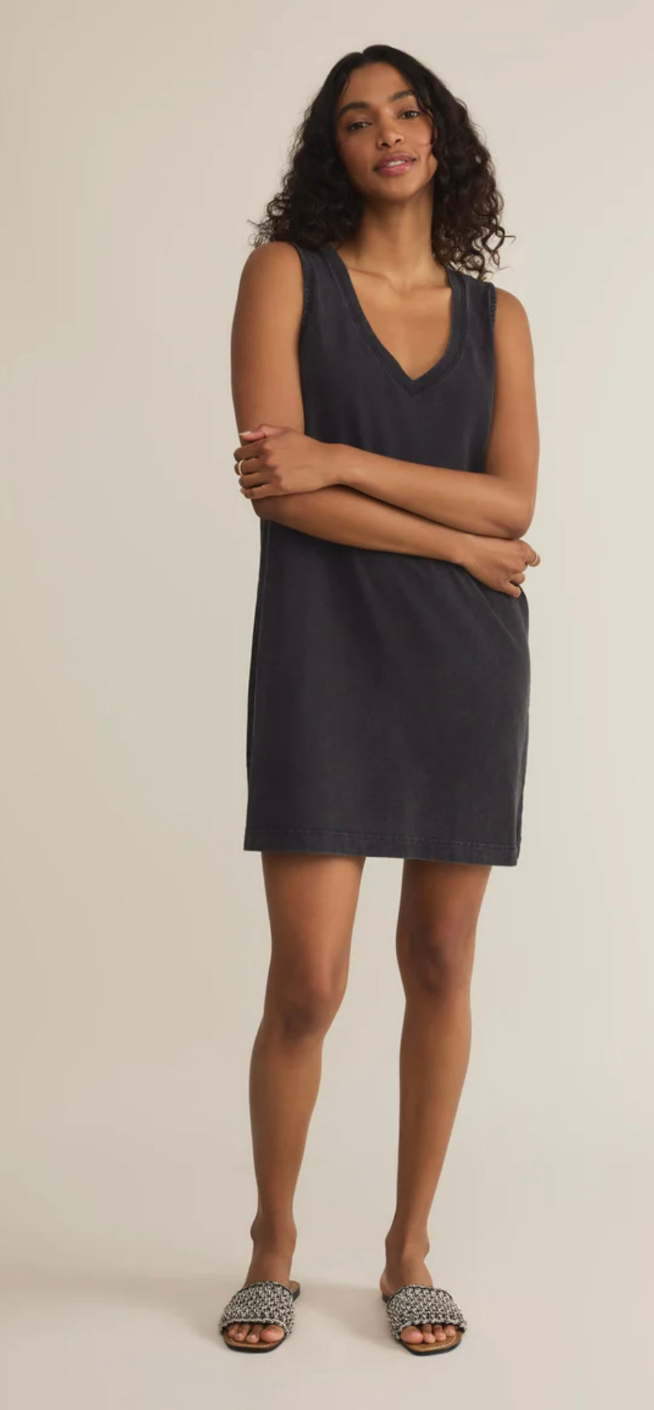 ZSupply Sloane V-Neck Mini Dress - Black