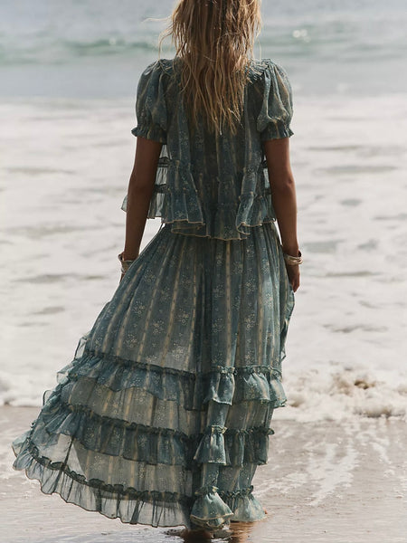 Free People Morning Maxi Set - Mineral Blue Combo