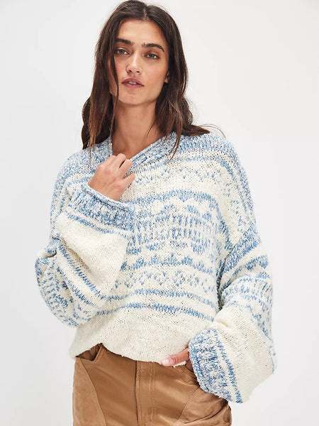 Free People Dani Pattern Sweater - Cloud Combo