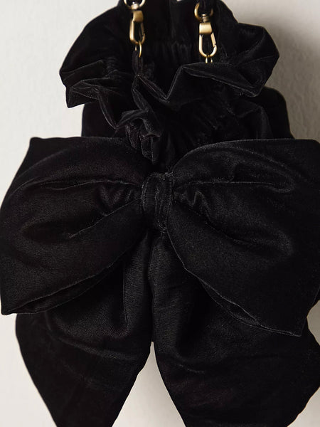 Free People Belle Velvet Bow Bag - Black