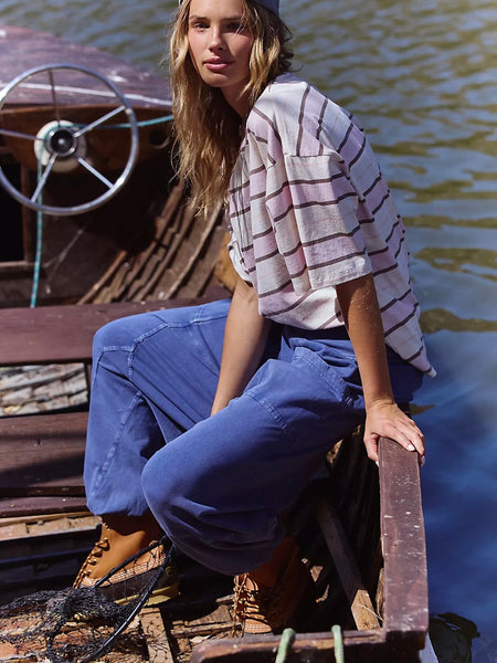 Free People Tackle Printed Tee - Post Up Stripe Bloom Combo