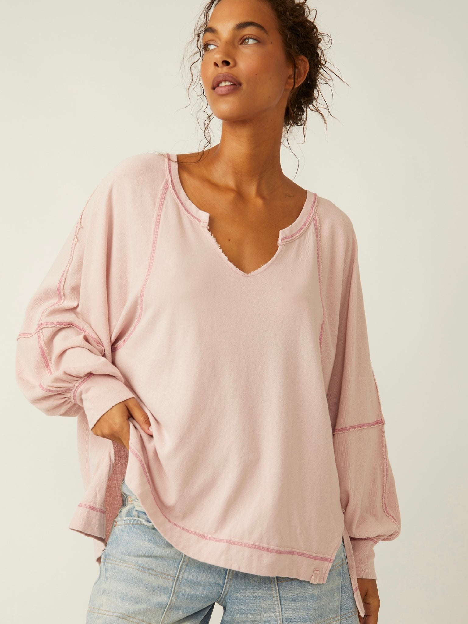 Free People Wish I Knew Tee- Blush