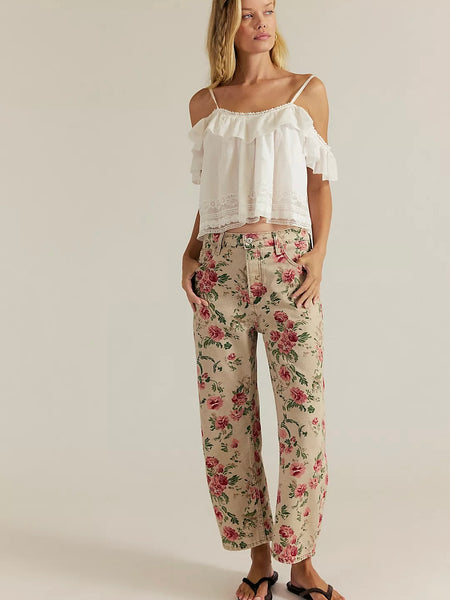 Free People Deep Trance Printed Jeans - Wallpaper Floral