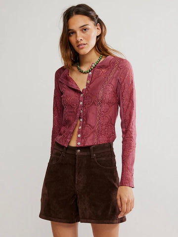 Free People Jae Knit Long Sleeve - Crushed Berry