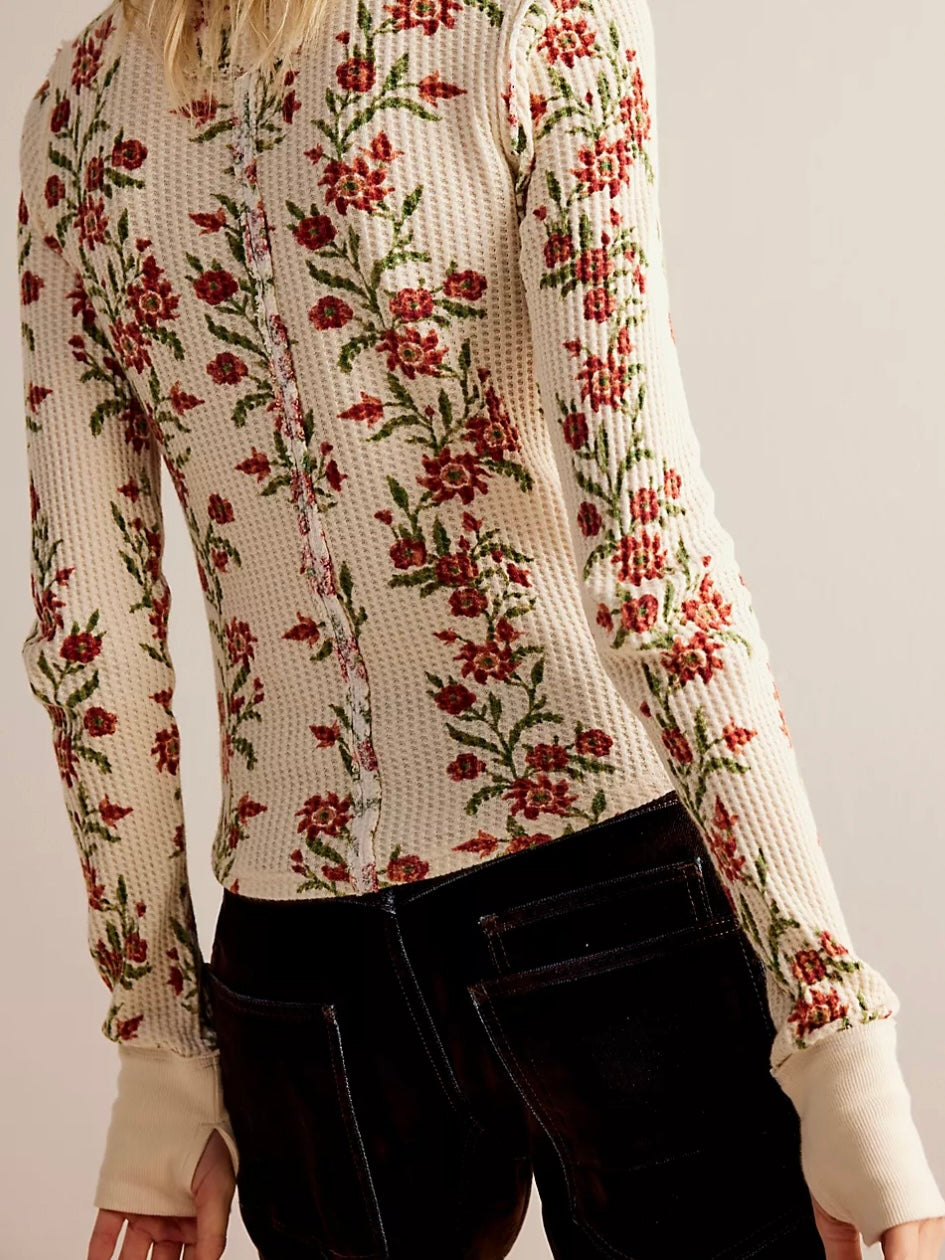 Free People Pretty Little Thermal - Sand Combo Folk Vine