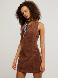 Free People Atlas Suede Mini Dress - Chicory Coffee