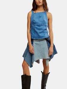 Free People Not My Fault Corset - Denim Baby Blue Wash