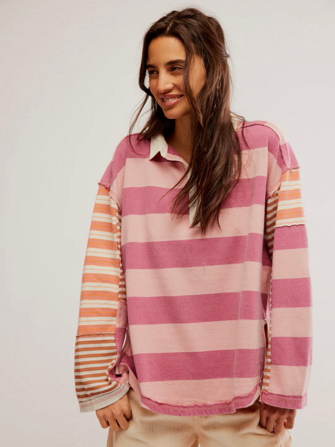 Free People Aster Stripe Long Sleeve - Farm Combo