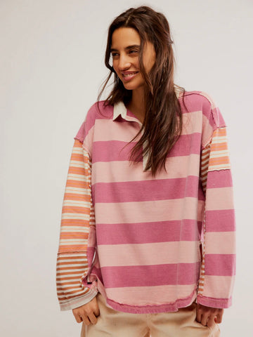 Free People Aster Stripe Long Sleeve - Farm Combo