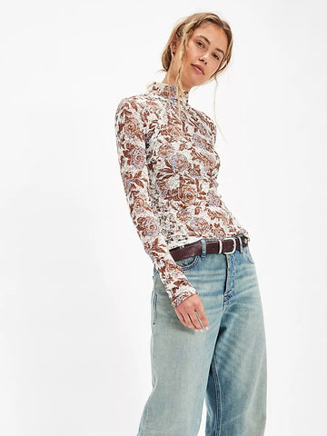 Free People Lyric Long Sleeve - Ivory Combo