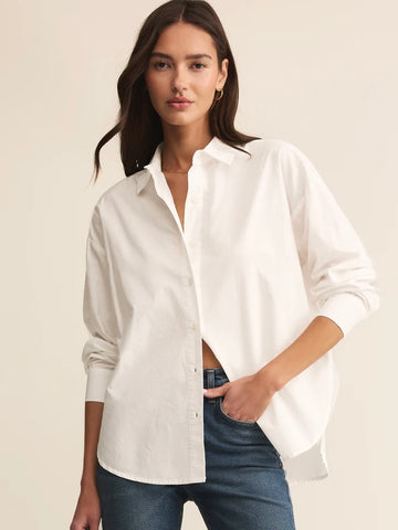 ZSupply Elevated Poplin Button Up - White