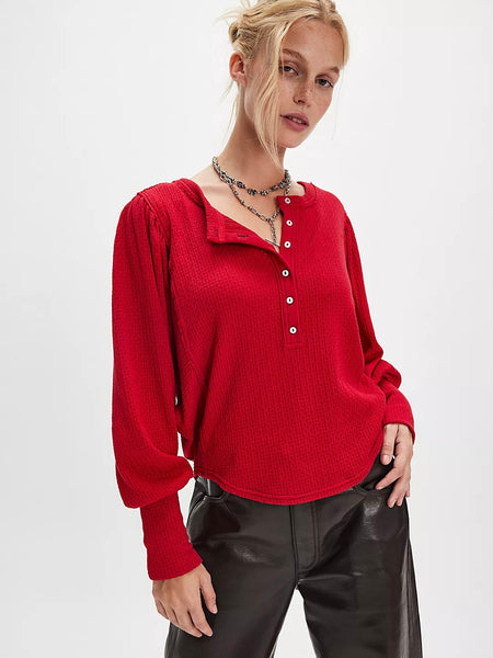 Free People Quinn Knit Thermal - Salsa