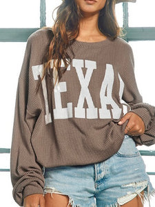 Texas Corded Pullover-Mocha