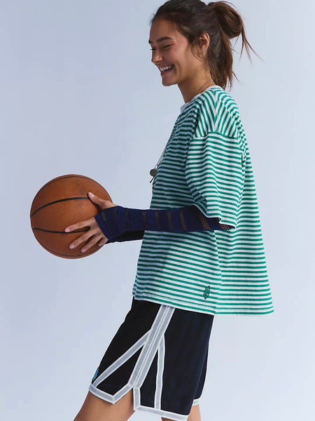 Free People Tackle Stripe Tee - Green Glow