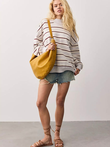 Palm Springs Striped Pullover-Washed Blue Combo