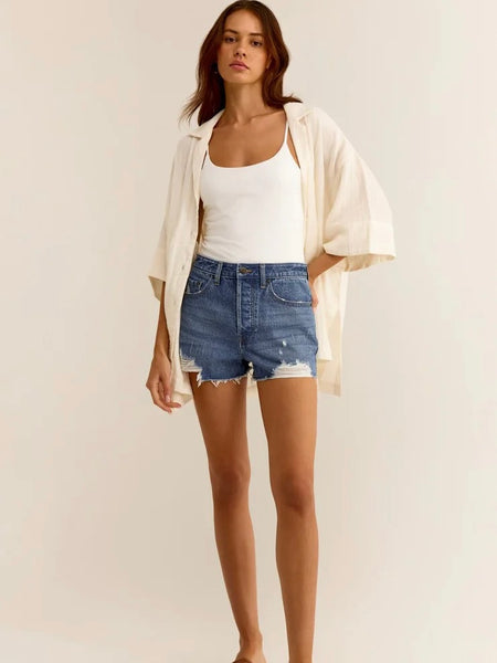 ZSupply Classic High Rise Denim Shorts- Vintage Indigo