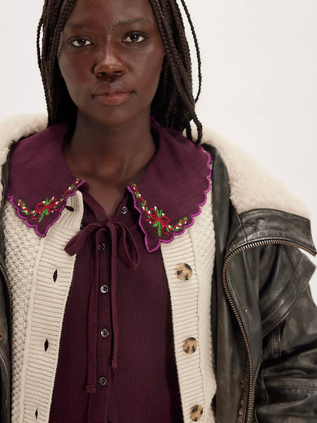 Free People Juniper Long Sleeve Cardi - Vintage Grape