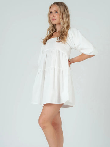 Jeanne Tiered Babydoll Dress- White