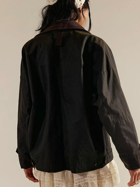 Free People Cori Waxed Jacket - Olive