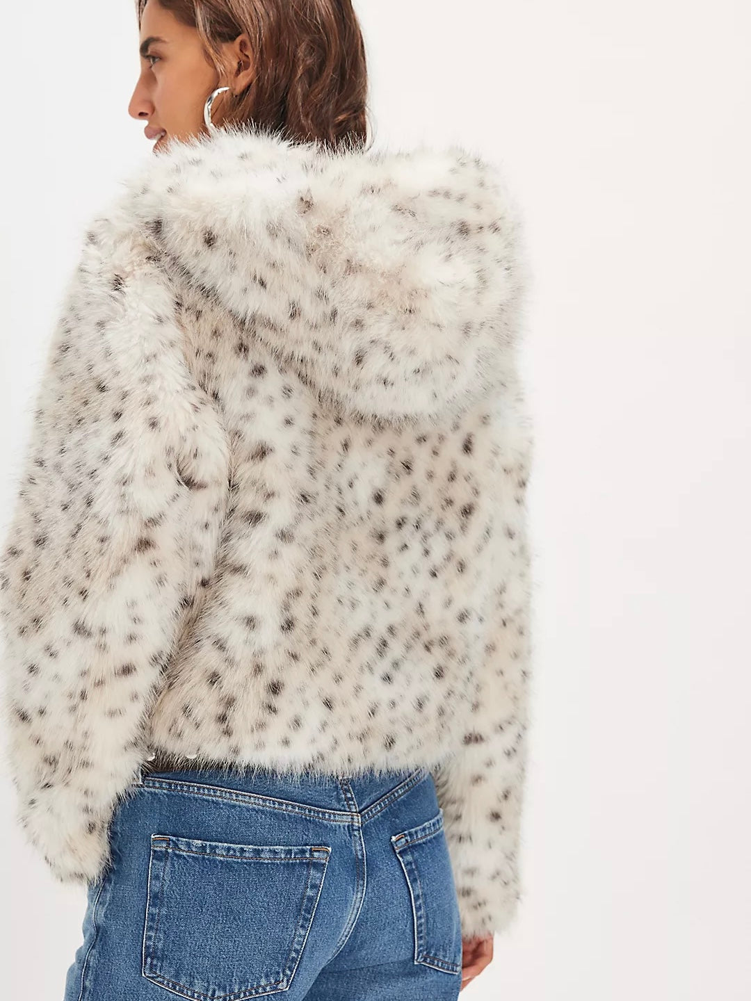 Free People Louder Please Faux Fur Jacket - Snow Leopard
