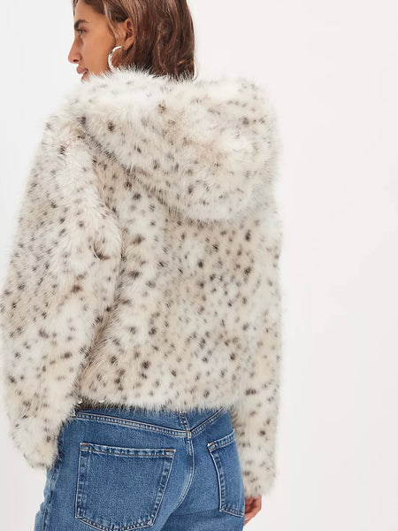 Free People Louder Please Faux Fur Jacket - Snow Leopard