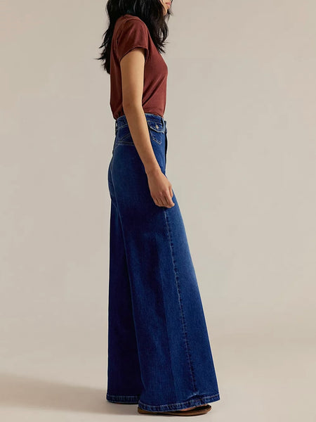 Free People Kellee High Rise Palazzo Jeans - Blue Night