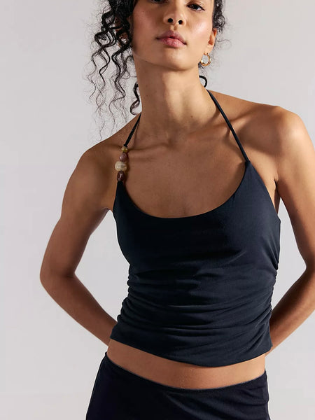 Free People Toni Beaded Tank- Black