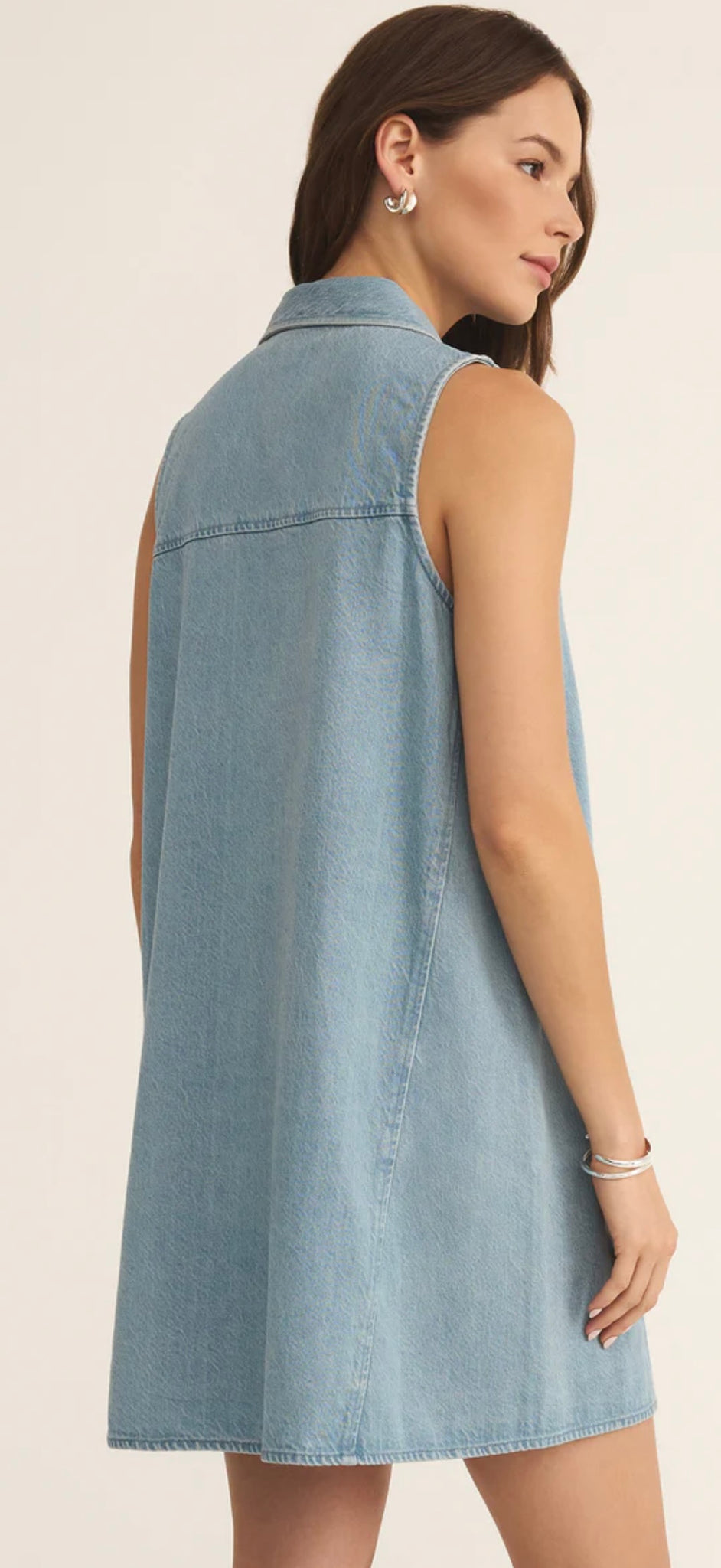 ZSupply New Day Twill Mini Dress - Light Vintage Indigo
