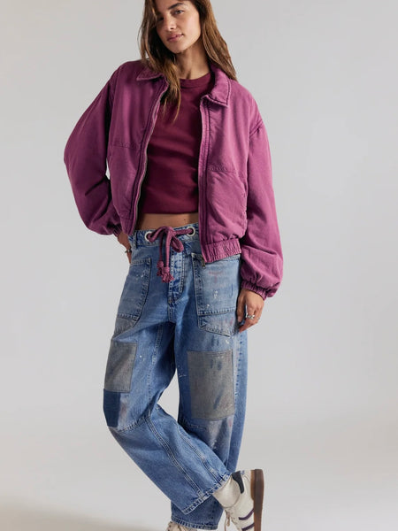 Free People One Birdie Washed Jacket- Roan Rouge