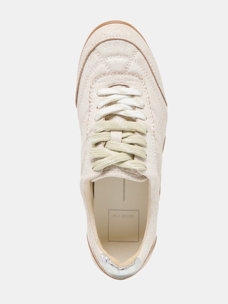Laini Off White Crackled Leather Sneaker