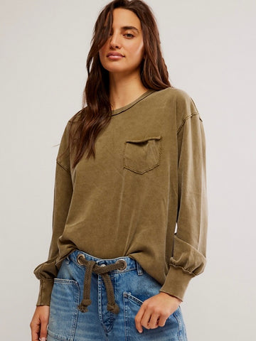 Free People Fade Into You Tee- Military Olive