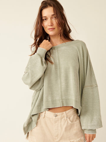 Free People Daisy Sweatshirt- Washed Army