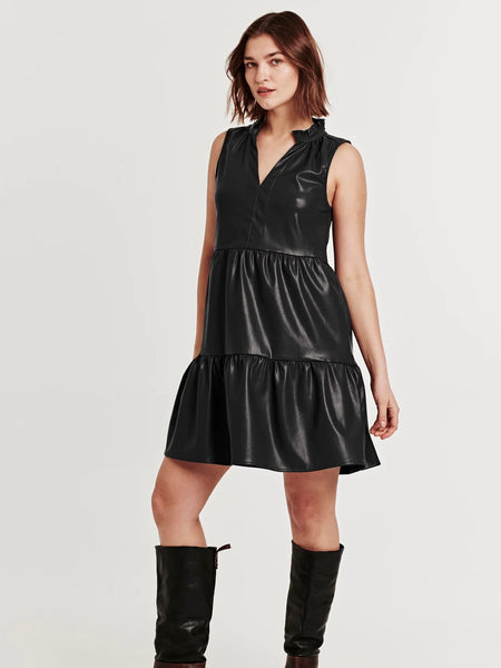 Helena Sleeveless Dress Black Vegan Leather