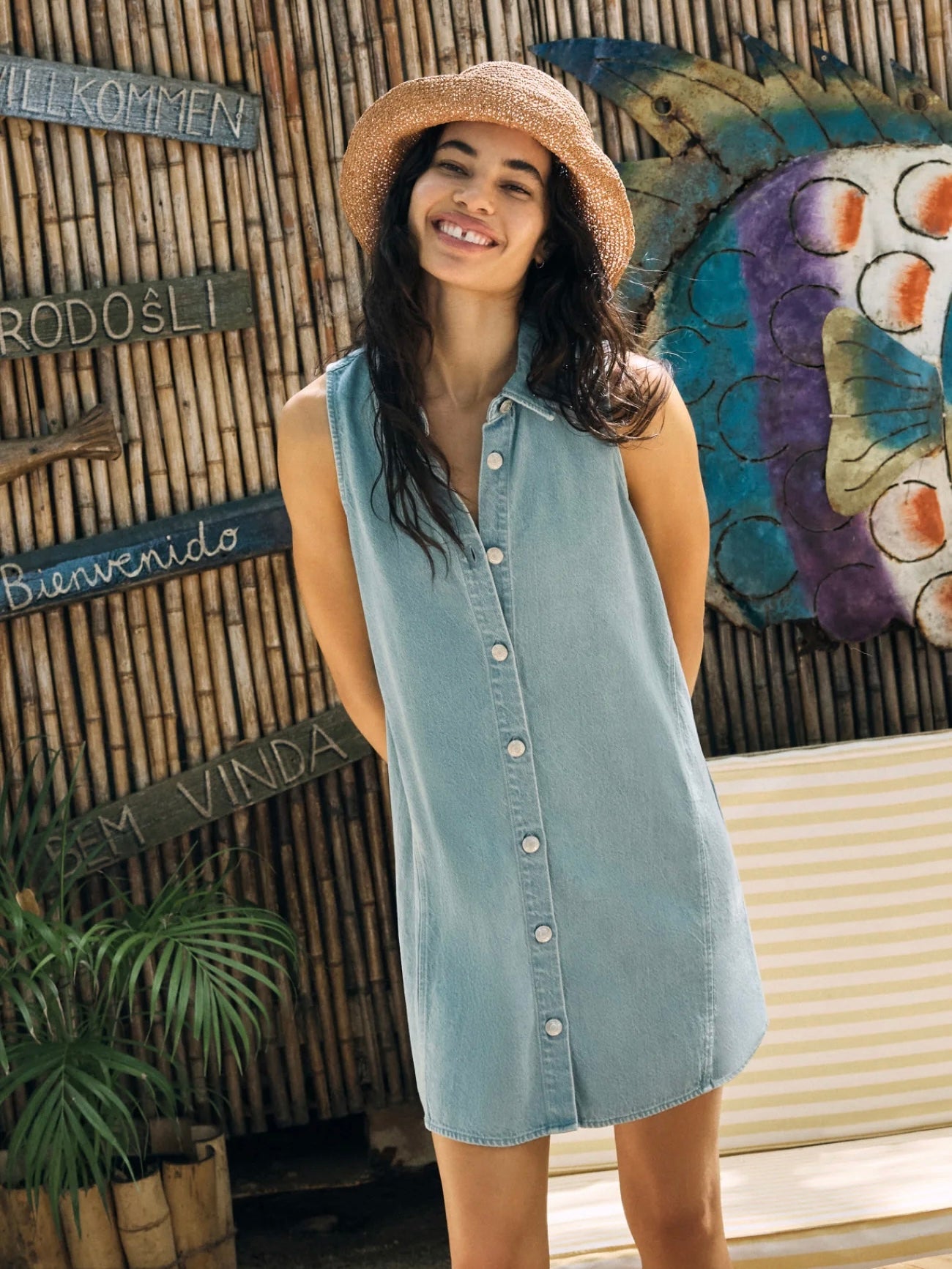 ZSupply New Day Twill Mini Dress - Light Vintage Indigo