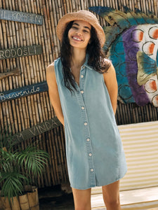 ZSupply New Day Twill Mini Dress - Light Vintage Indigo