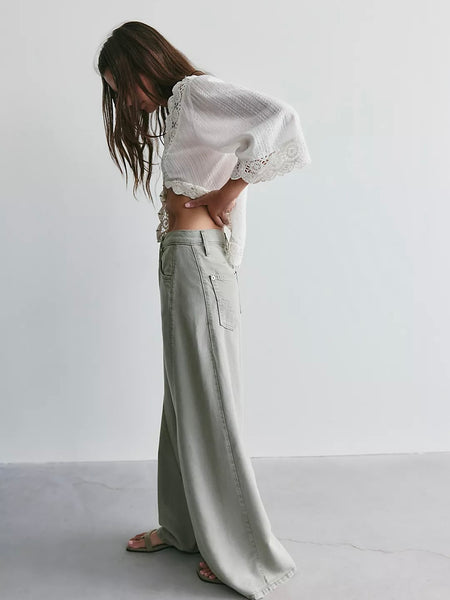 We The Free Haven Twisted Wide-Leg Jeans- Seagrass