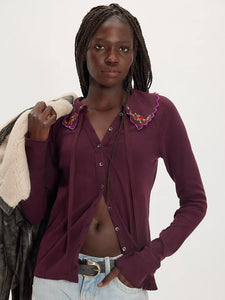 Free People Juniper Long Sleeve Cardi - Vintage Grape