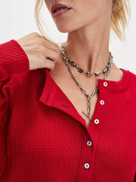 Free People Quinn Knit Thermal - Salsa