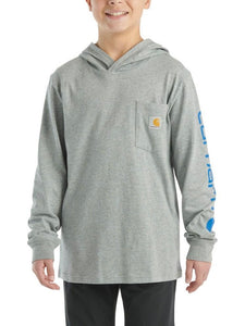 Carhartt Boys’ Long Sleeve Hooded Graphic T-Shirt - Charcoal Heathered