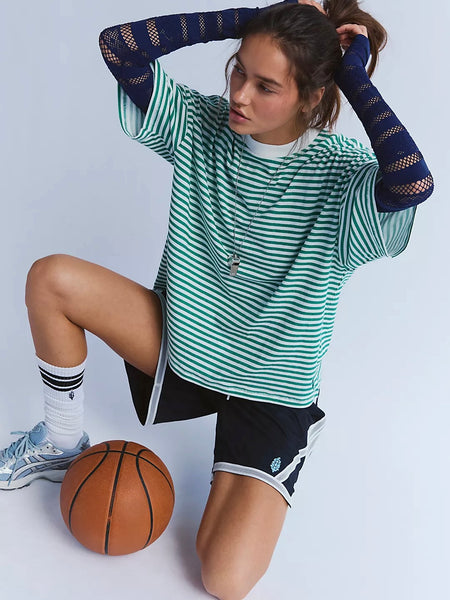 Free People Tackle Stripe Tee - Green Glow