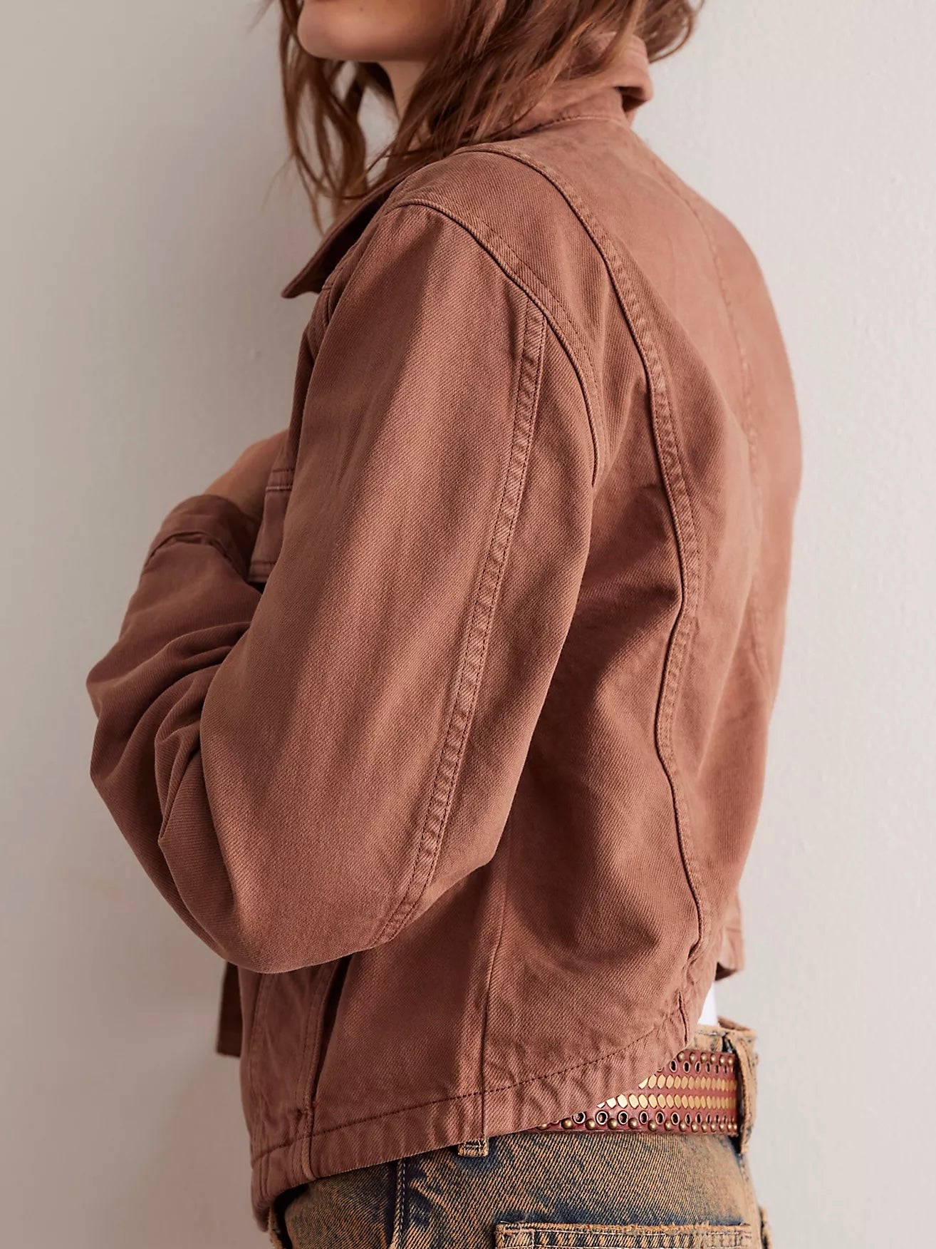 Free People Jade Denim Jacket- Chocolate Mousse