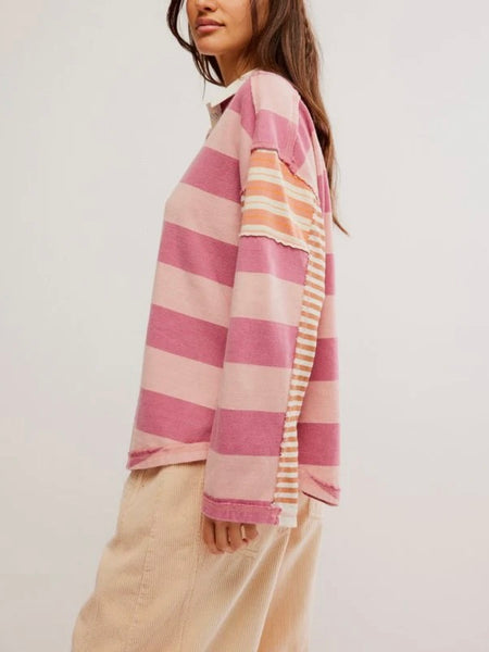 Free People Aster Stripe Long Sleeve - Farm Combo