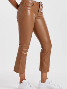 Jeanne Leather Cropped Flare Pants- Smokey Topaz