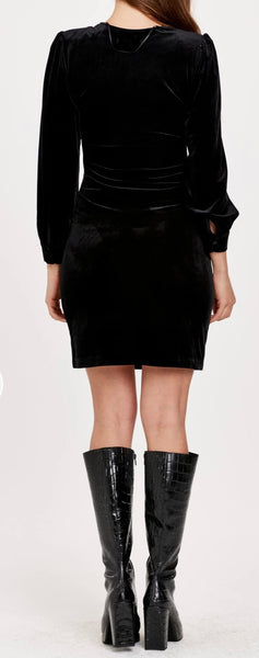 Dahlia Crushed Velvet Dress - Black