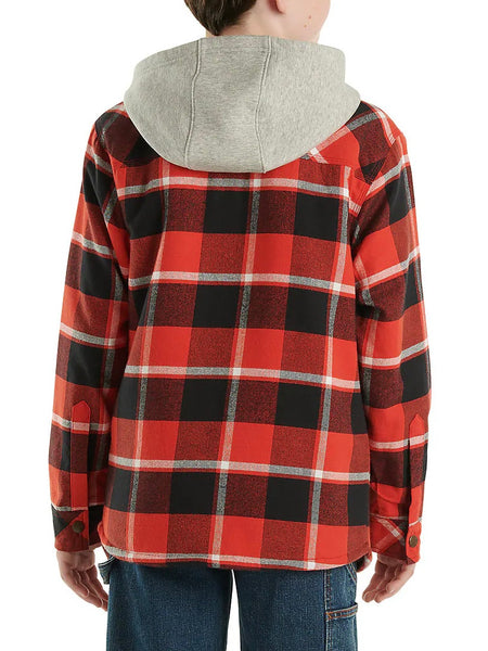 Boys’ Flannel Snap Front Hooded Shirt